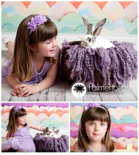 girl in studio with bunnies