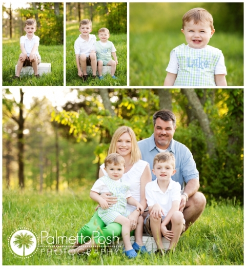 family outside in the spring