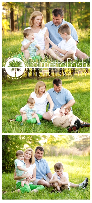 family playing in grass