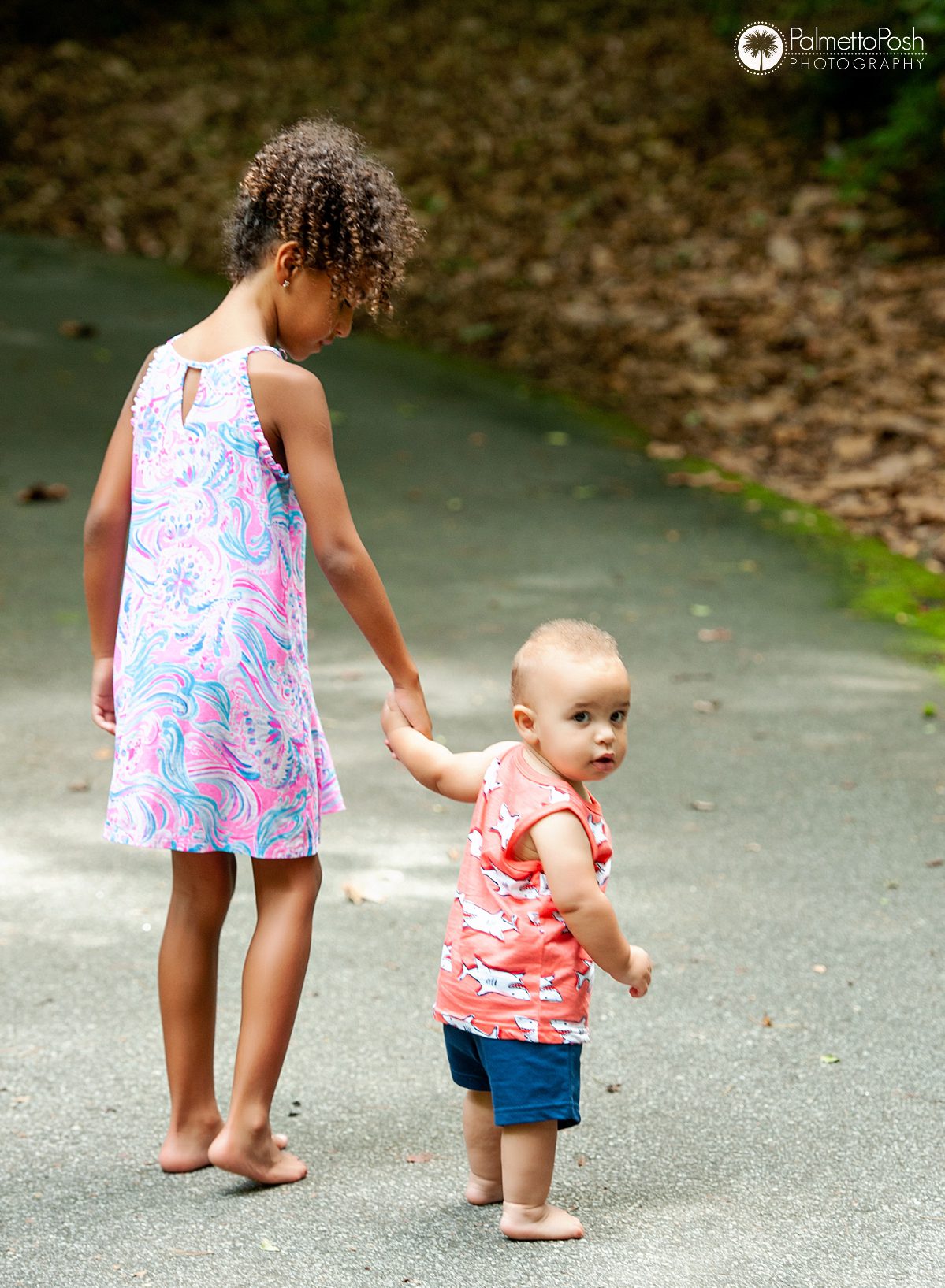 siblings walking